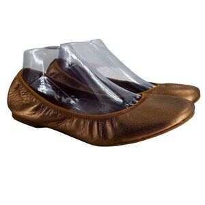 Juil The Flat Gold Bronze Leather Metallic Slip On Ballerina Flats Size 10